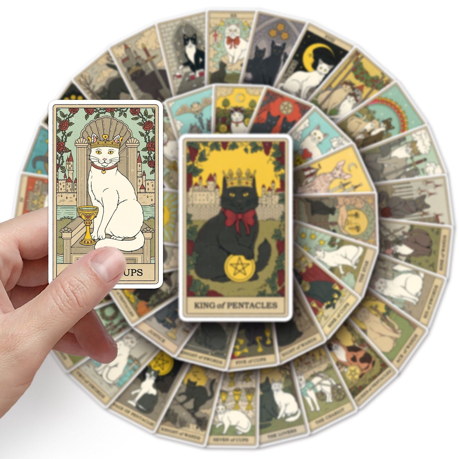  Set 78 Sitcker Lá Bài Mèo Tarot 