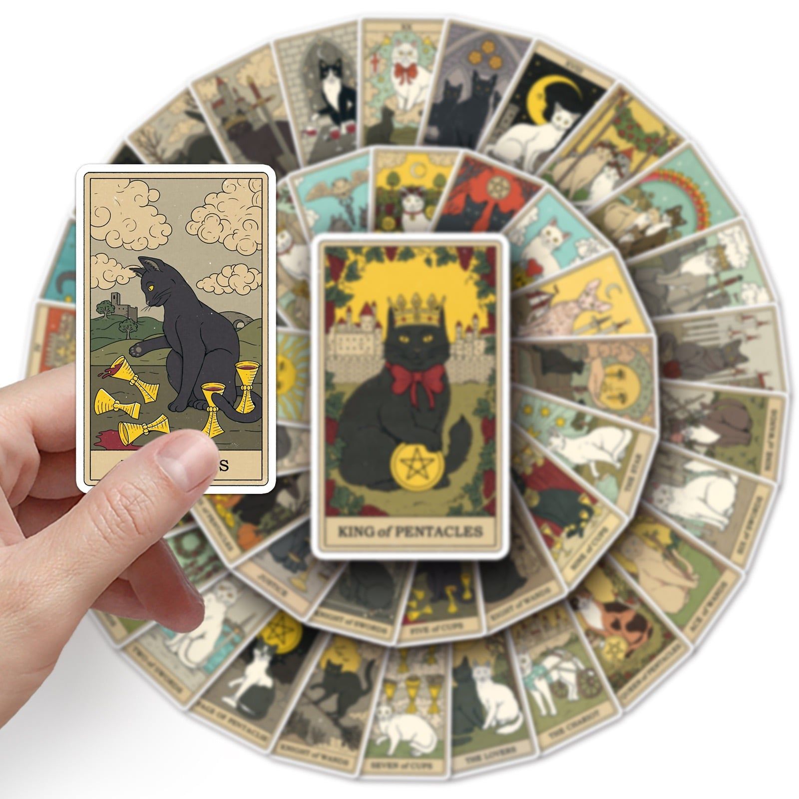  Set 78 Sitcker Lá Bài Mèo Tarot 