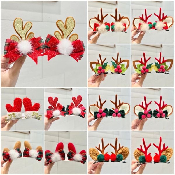  Kẹp Tóc Nhung Hươu Xmas 