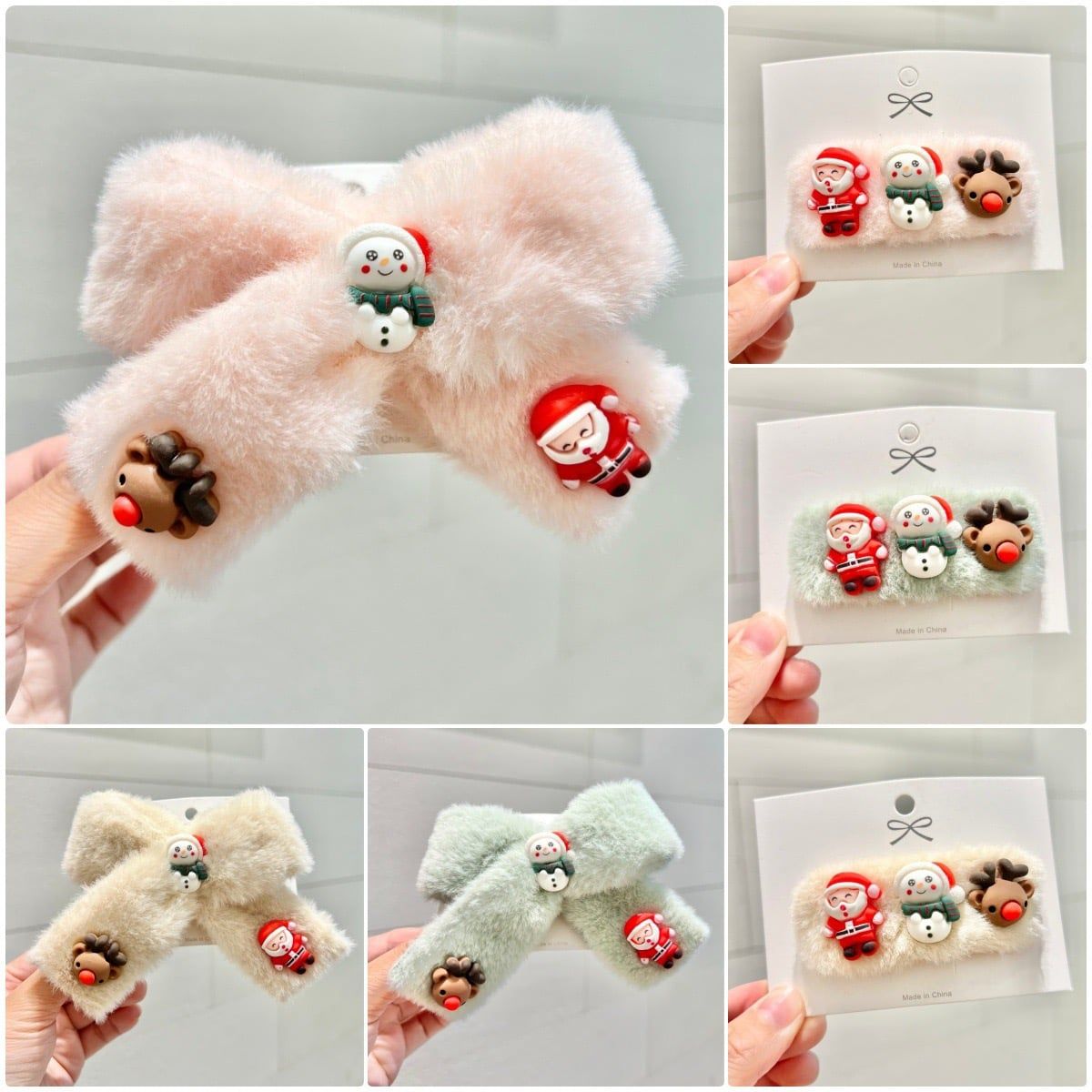  Kẹp Xmas Lông Gắn Charm 