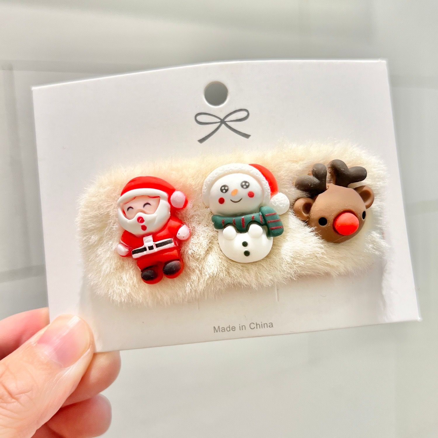  Kẹp Xmas Lông Gắn Charm 