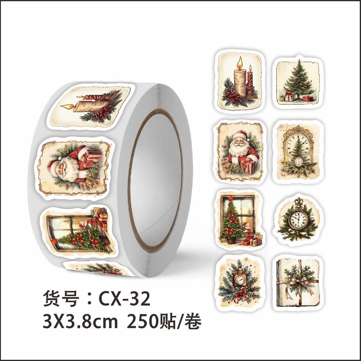  Cuộn 250 Stickers Xmas 