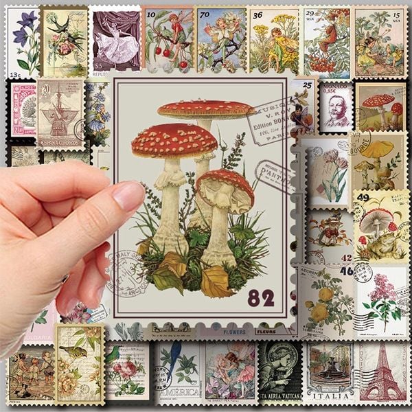  50 Tem Tranh Sơn Dầu Retro 