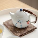  Ấm Trà Đất Sét Ngọc Bích Mèo Đào 