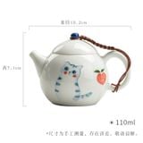  Ấm Trà Đất Sét Ngọc Bích Mèo Đào 