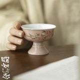  Chén Trà Vẽ Tay Hoa Đào Nở Rộ 