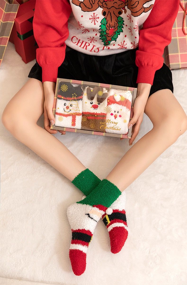  Set Tất Nhung San Hô Xmas 