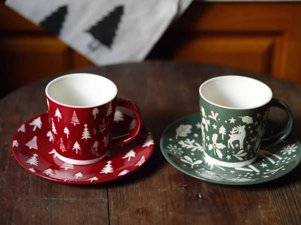  Cốc, Đĩa Giáng Sinh Thông, Hươu 