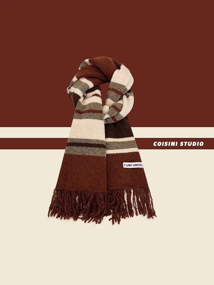  Khăn Choàng Len Sọc Tua 