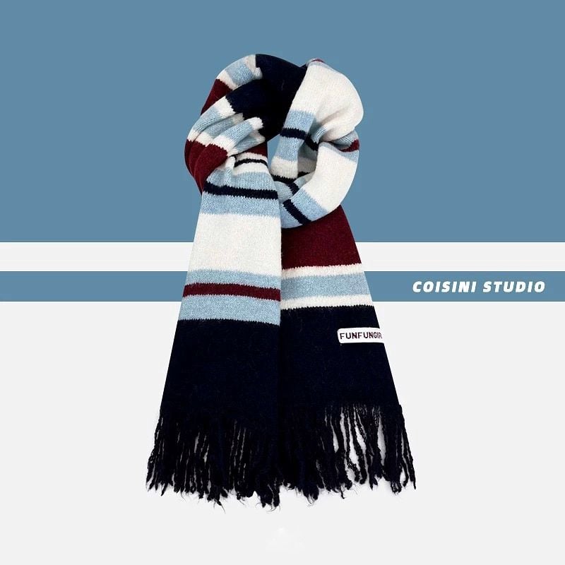  Khăn Choàng Len Sọc Tua 