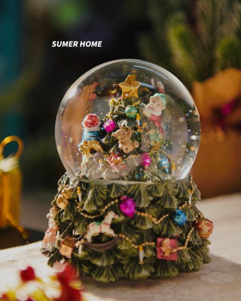  Hộp Nhạc Quả Cầu Pha Lê Cây Thông 