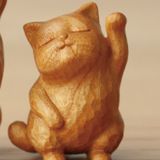  Mèo Khắc Gỗ May Mắn 