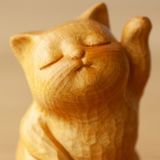  Mèo Khắc Gỗ May Mắn 