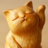  Mèo Khắc Gỗ May Mắn 