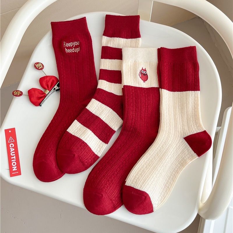  Tất Len Cashmere Màu Đỏ 