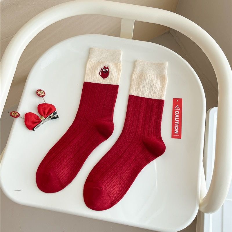  Tất Len Cashmere Màu Đỏ 