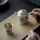  Chén Trà Hồng Mạ Bạc 