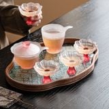  Bộ Trà Hoa Sen Tráng Men Pha Lê 7 Món 