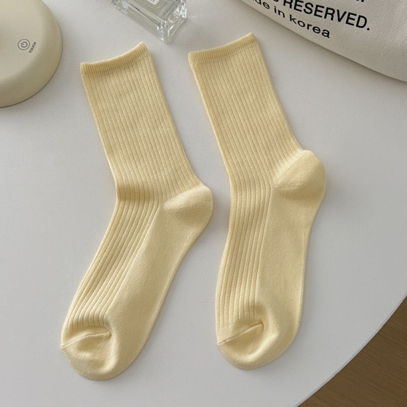  Tất Sọc Dọc Màu Trơn Phong Cách Nhật Bản 