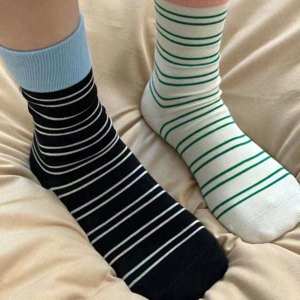  Tất Sọc Màu Tương Phản 