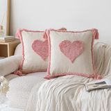  Vỏ Gối Trái Tim Chần Bông Màu Hồng 