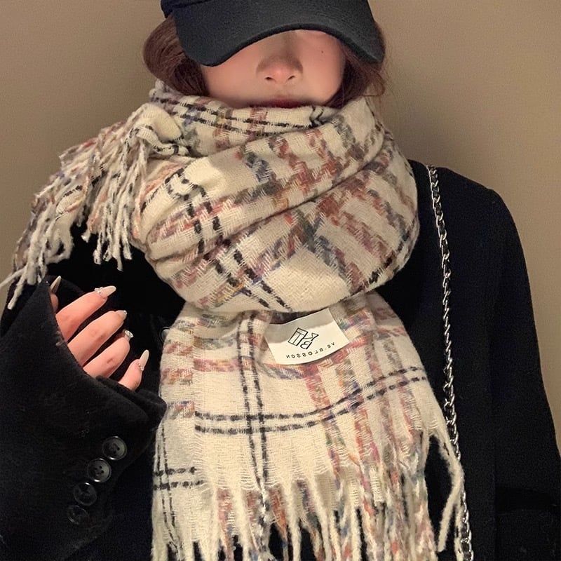  Khăn Choàng Cổ Tua Rua Kẻ Sọc 