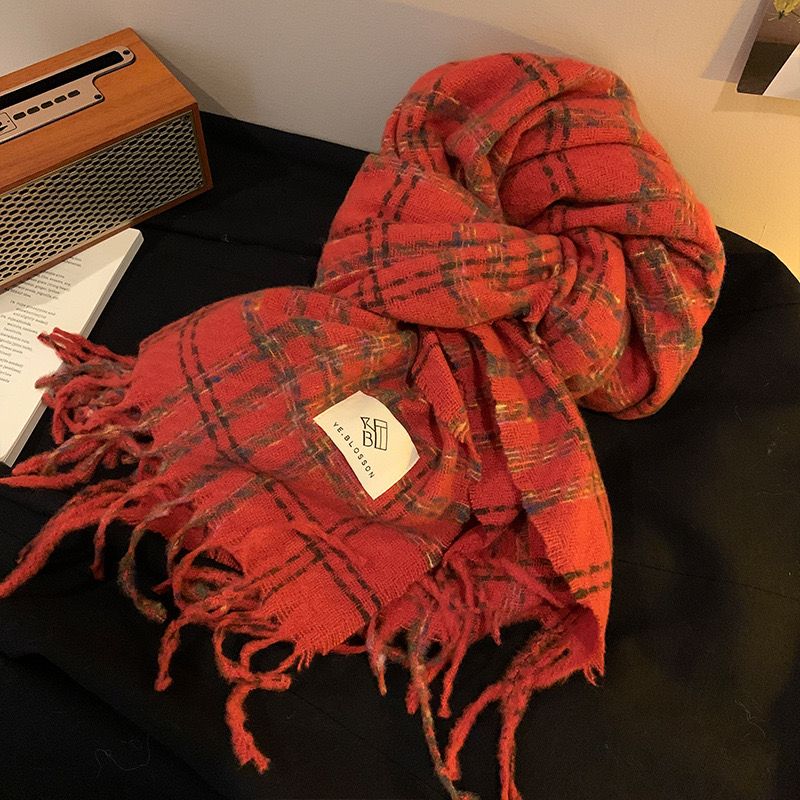  Khăn Choàng Cổ Tua Rua Kẻ Sọc 