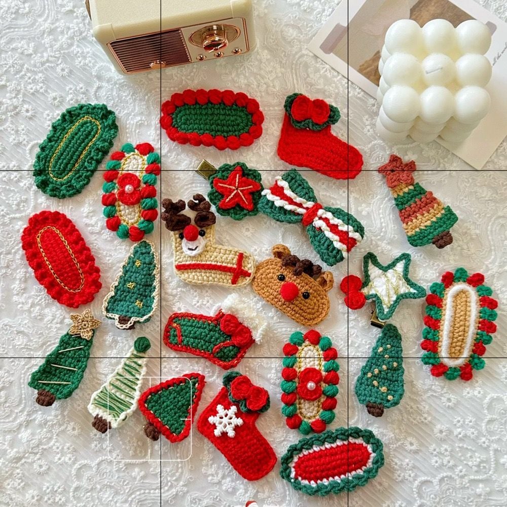  Kẹp Tóc Xmas Len Thủ Công 