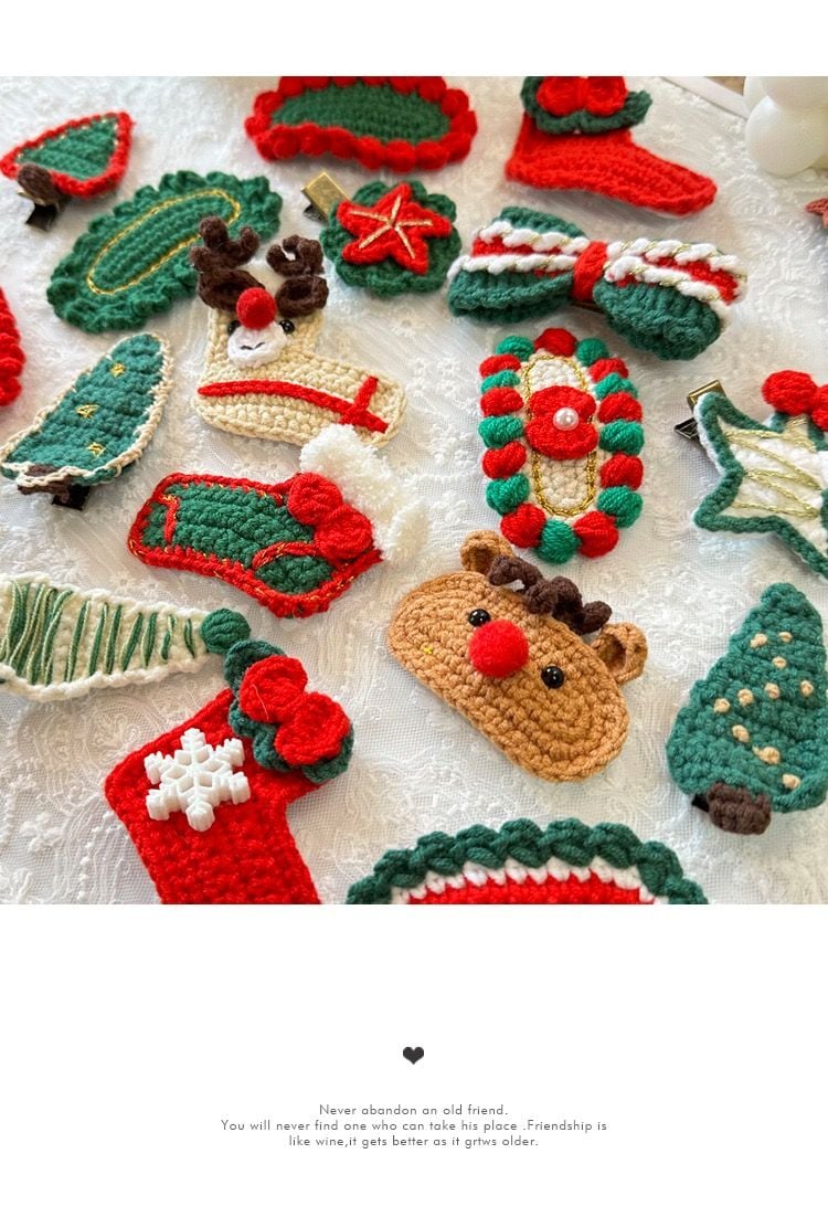  Kẹp Tóc Xmas Len Thủ Công 