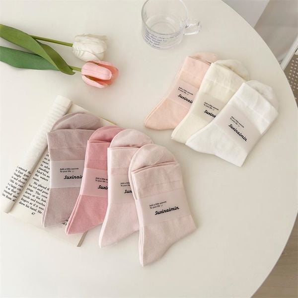  Tất Cotton Nguyên Chất Màu Pastel 