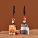  Móc Khoá Mèo Gỗ Hoa Đào 