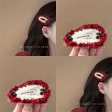 Kẹp Tóc Len Màu Đỏ Anh Đào 