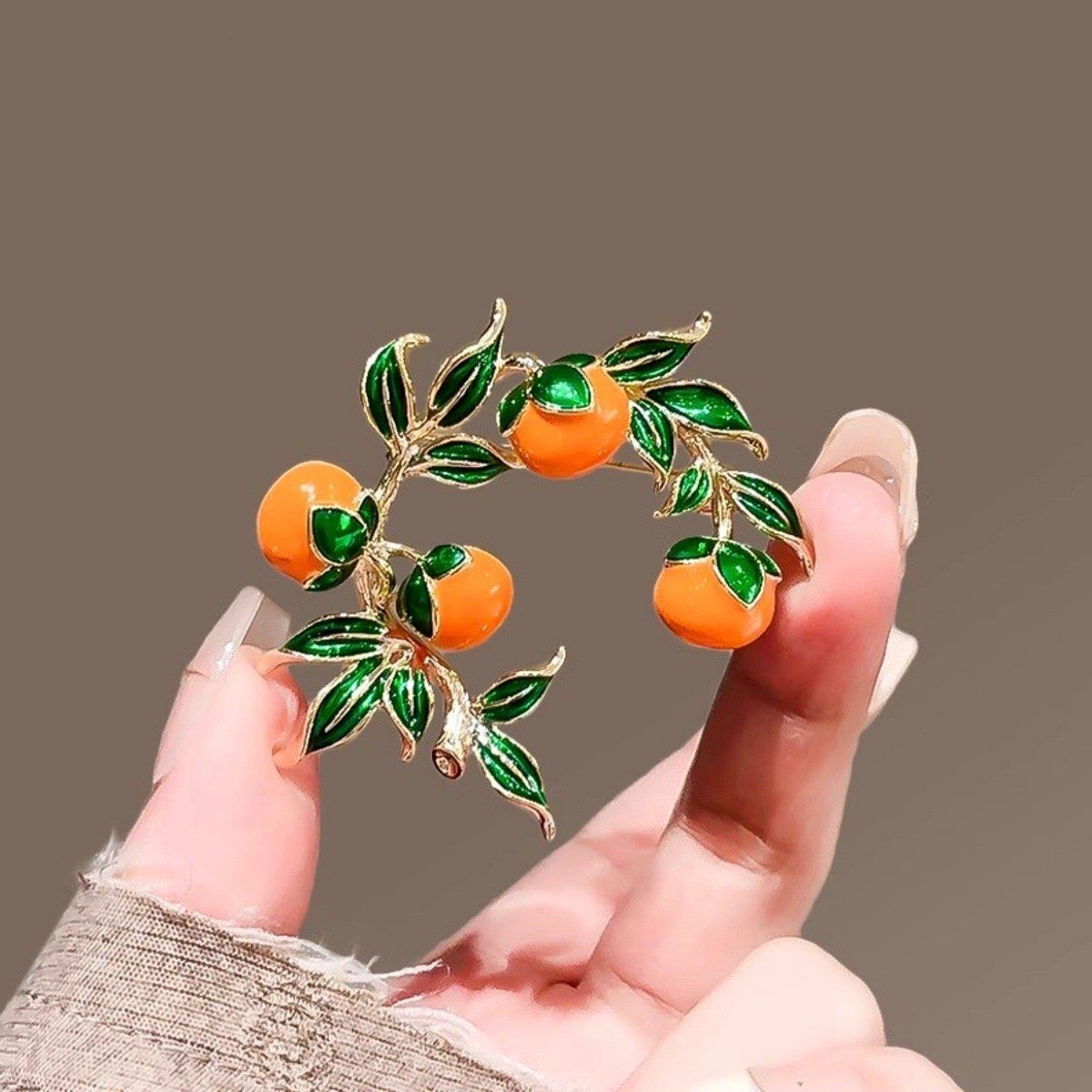  Cài Áo Quả Hồng Lá Xanh 