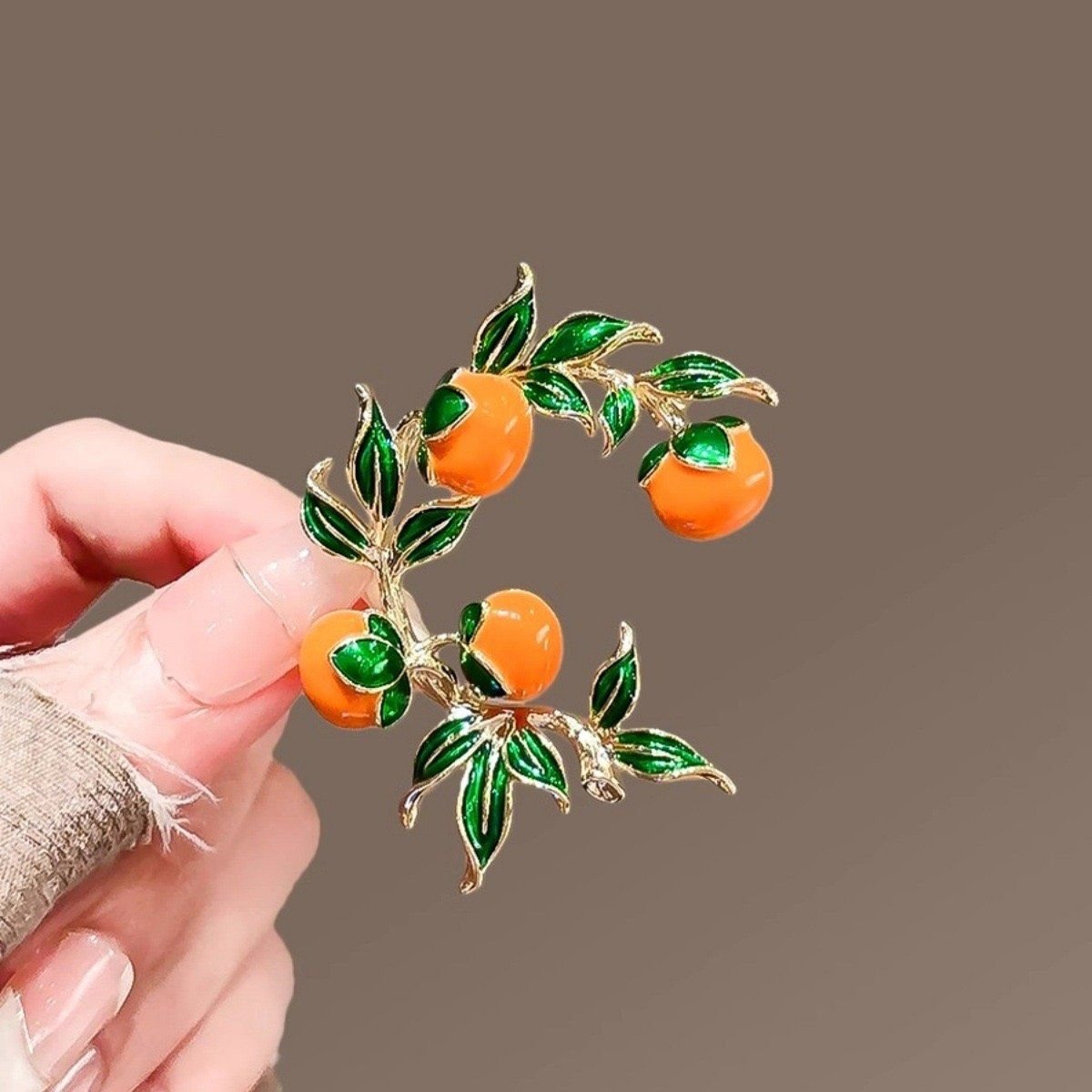  Cài Áo Quả Hồng Lá Xanh 