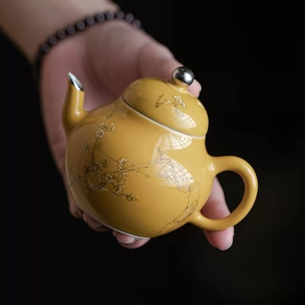 Ấm Trà Hoa Mai Bạch Kim 