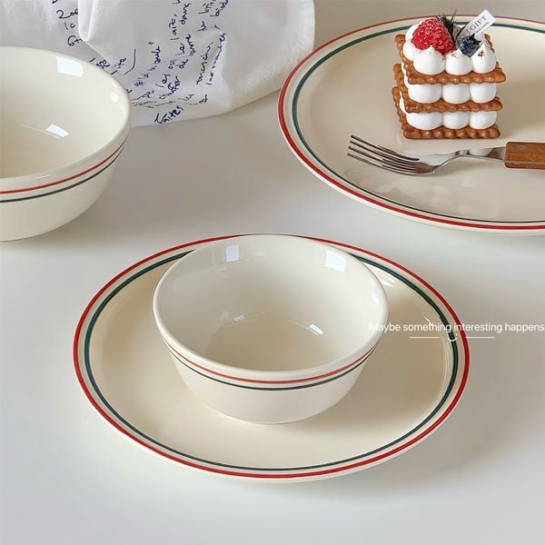  Đĩa Tráng Men Màu Kem 