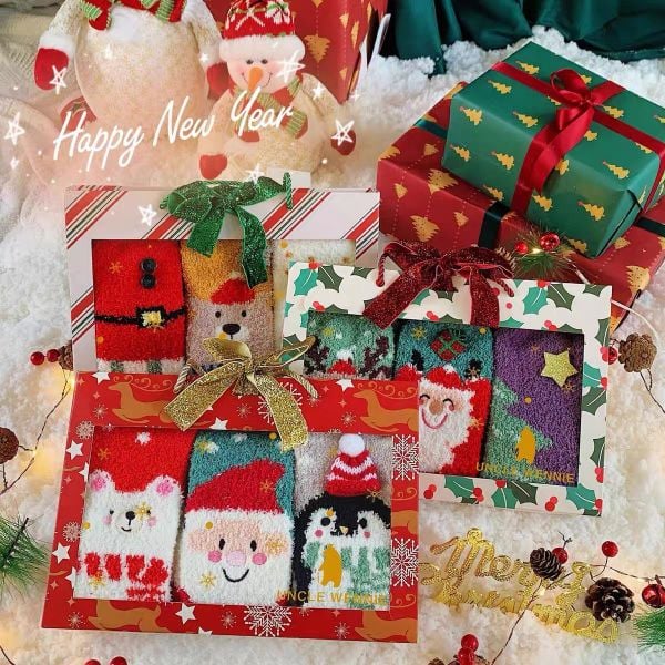  Set 3 Tất Nhung San Hô Christmas 
