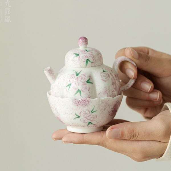  Ấm Trà Vẽ Tay Hoa Hồng 