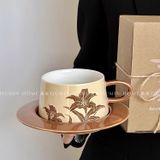  Set Tách Hoa Huệ Màu Cafe 