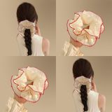  Dây Buộc Tóc Fluffy Viền Xanh Đỏ 