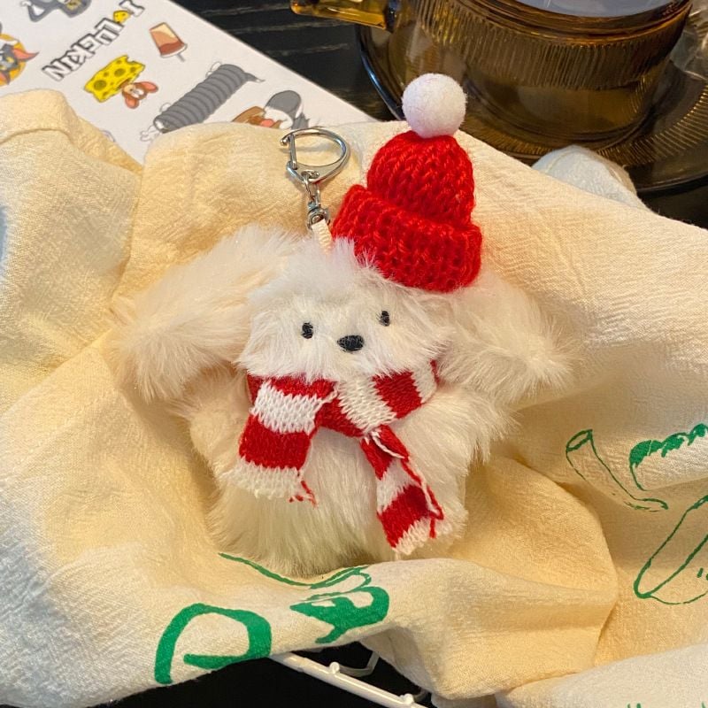  Móc Khóa Cún Xù Trắng 