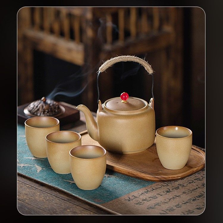  Bộ Trà Gốm Thô Cổ Điển 