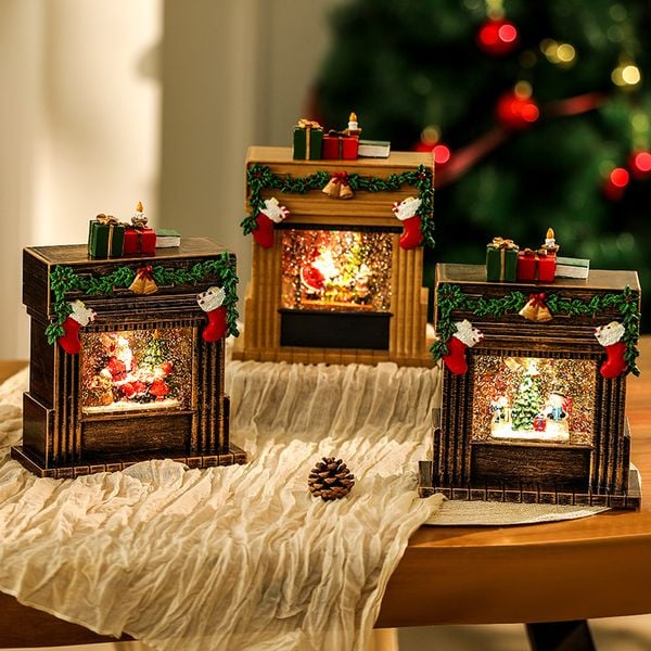  Hộp Nhạc Đèn Lò Sưởi Xmas 