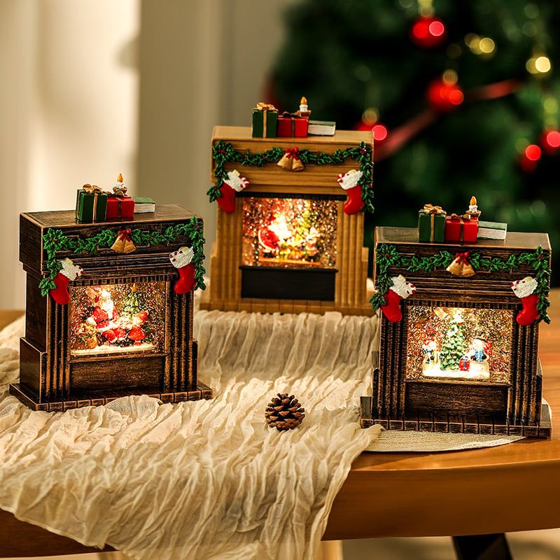  Hộp Nhạc Đèn Lò Sưởi Xmas 