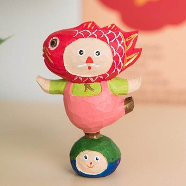  Tượng Gỗ Cá Koi Khiêu Vũ 