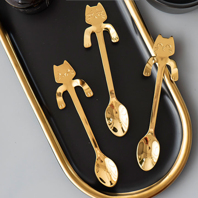  Thìa Inox Mèo Gold 