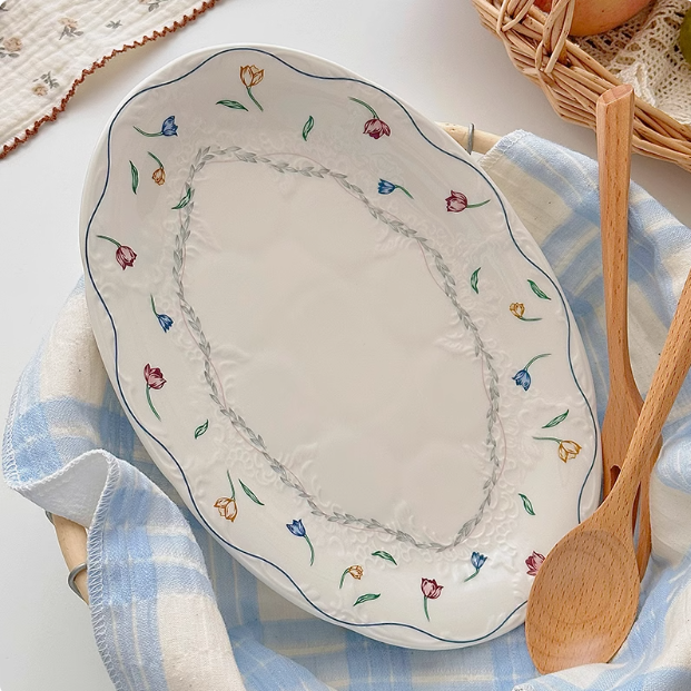  Đĩa Vòng Hoa Tulip Oval 