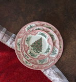  Bát, Đĩa Cây Thông Nơ Đỏ Retro 