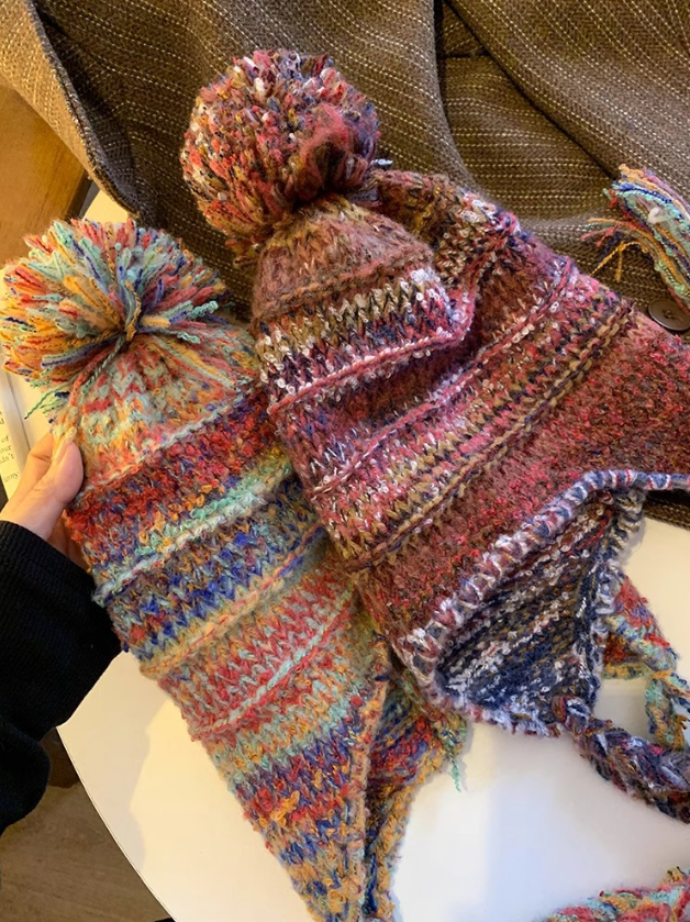  Mũ Len Dây Tua Rua Sắc Màu 