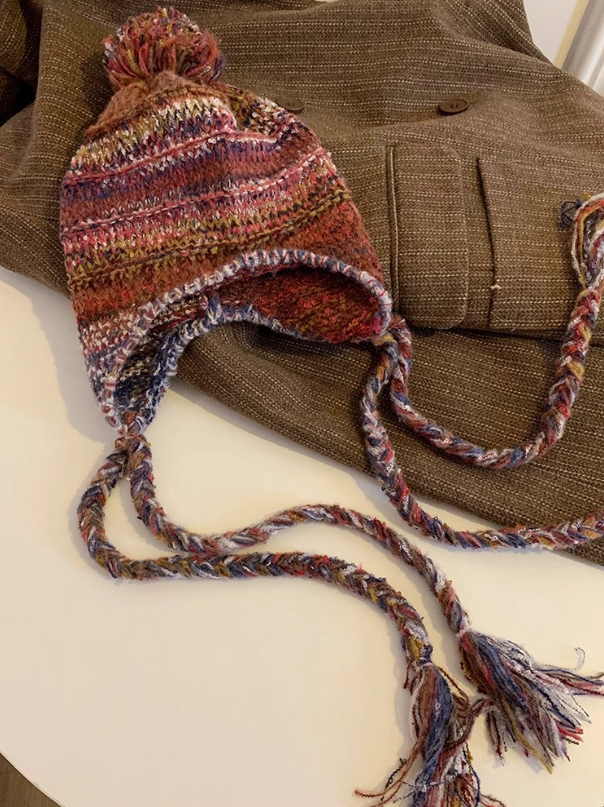  Mũ Len Dây Tua Rua Sắc Màu 